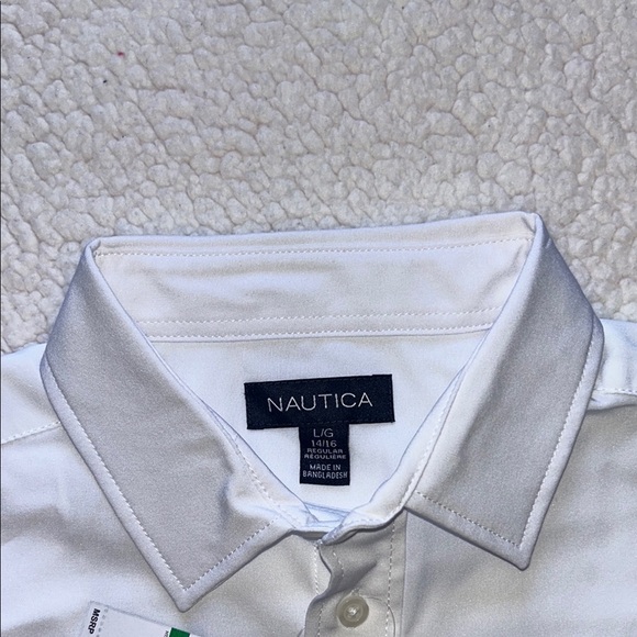 Nautica Kids White Short Sleeve Button-Down Shirt - Picture 3 of 9